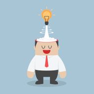 Light bulb of idea exploding from businessman head