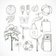 Doodles ecology and environment icons set N2