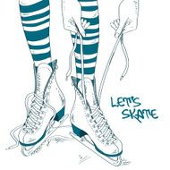 Illustration with female legs in skates N4