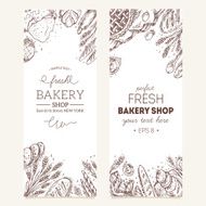 Set of sketched bakery frames Bread collection Vector illustration N4