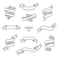 Vintage ribbon banners hand drawn set for design Vector illustration N6