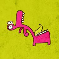 Cute Alien Monster Cartoon Illustration Doodle Design Paper Background