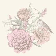 card with birdand flower