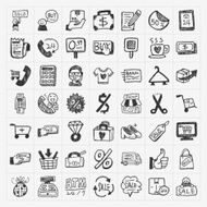 doodle shopping icons set N2
