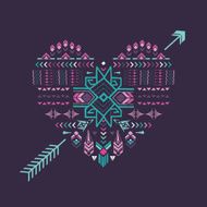 Tribal Heart - Vintage Aztec Background hand drawn