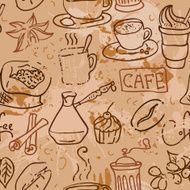 seamless pattern with coffee cakes pies latte and cappuccino N2