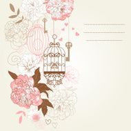 Flowers and birdcages background N6