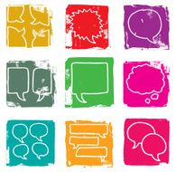 Speech bubble grunge block icons