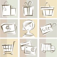 Hand drawn shopping icons N3