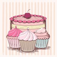 Vintage card with cupcakes N2