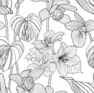 Seamless floral pattern Vector illustration with tropical flowers N2