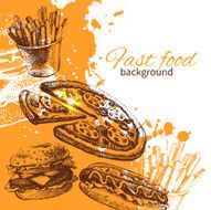 Vintage fast food background N16