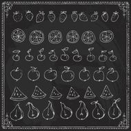 Hand drawn fruits line border set N2