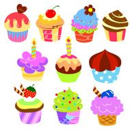 colorful cakes in white background
