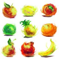 set of drawing fruit