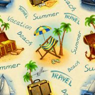 Seamless pattern with travel illustrations