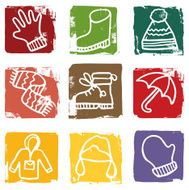 Winter clothing grunge blocks
