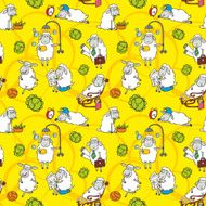 Vector pattern with cartoon sheep N2