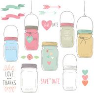 Hand Draw Wedding Mason Jar- Illustration