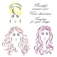 Womans face Vector illustration Template for your design