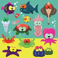Funny sea animals set N2