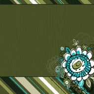 hand draw flowers on green wooden background