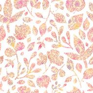 Floral Textured Silhouettes Seamless Pattern Background
