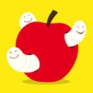 maggots and apple - vector N2