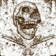 distressed skull and pistols background