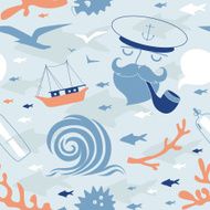 Seamless pattern with sea captain N2