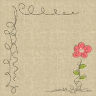 Abstract doodle flower on seamless linen texture pattern