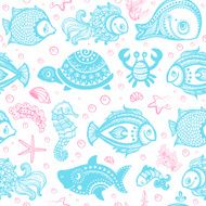 Vector set of fish and shells N3