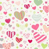 Seamless doodle ornate heart pattern