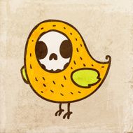 Bird With Skull Face on Grunge Background