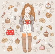 Girl with a cup of tea N2