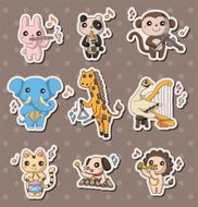 animal play music stickers N8