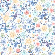 Happy Snowmen Seamless Pattern Background