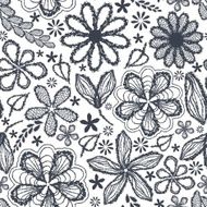 Seamless shabby floral hand-drawn curly pattern