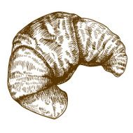 engraving croissant on white background