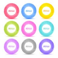 Set of 9 Light Hand drawn colorful watercolor circles