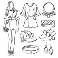 Fashion Lady with Clothing and Accessories N9