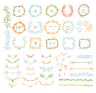 Big set of floral graphic design elements N9