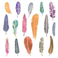 Hand painted watercolor feathers set N2