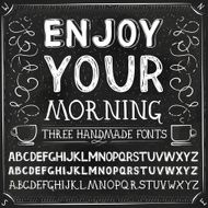 Vector Three Hand Drawn Fonts Chalkboard Alphabet Lettering