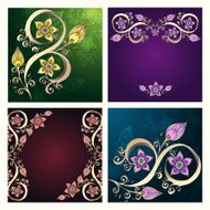 Set of Ethnic cards with cucumbers and paisley