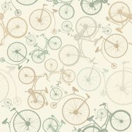 Seamless pattern with bicycles on beige background in vintage style N3