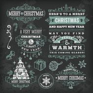 Hand Drawn Blackboard Christmas Labels &amp; Badges N12