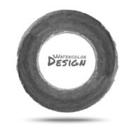 Hand drawn watercolor dark gray circle