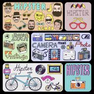 Hipsters doodles set Banners Vector illustration