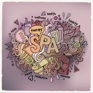 Spa hand lettering and doodles elements background N5
